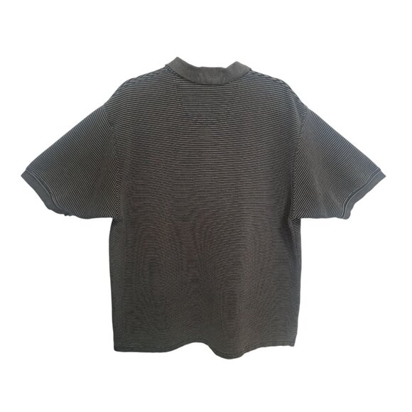 Geoffrey Beene Mens XL Polo Shirt Black Gray Micro Stripe Casual Short Sleeve - Picture 3 of 6